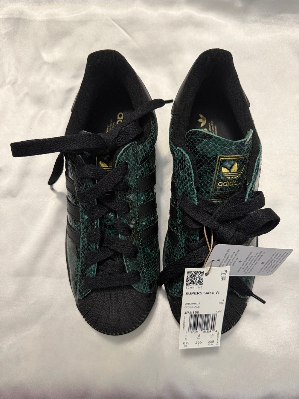 Adidas Superstar II W Sneakers in Green Snake Print with Black Accents